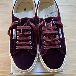 SUPERGA Bordeaux Velvet Sneakers Size 39/8 NEW in Box